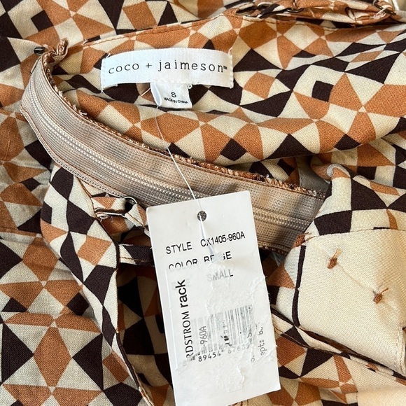 Coco + Jaimeson Brown Geo V-Neck Sleeveless Printed Spaghetti Strap Jumpsuit NWT - Picture 3 of 14